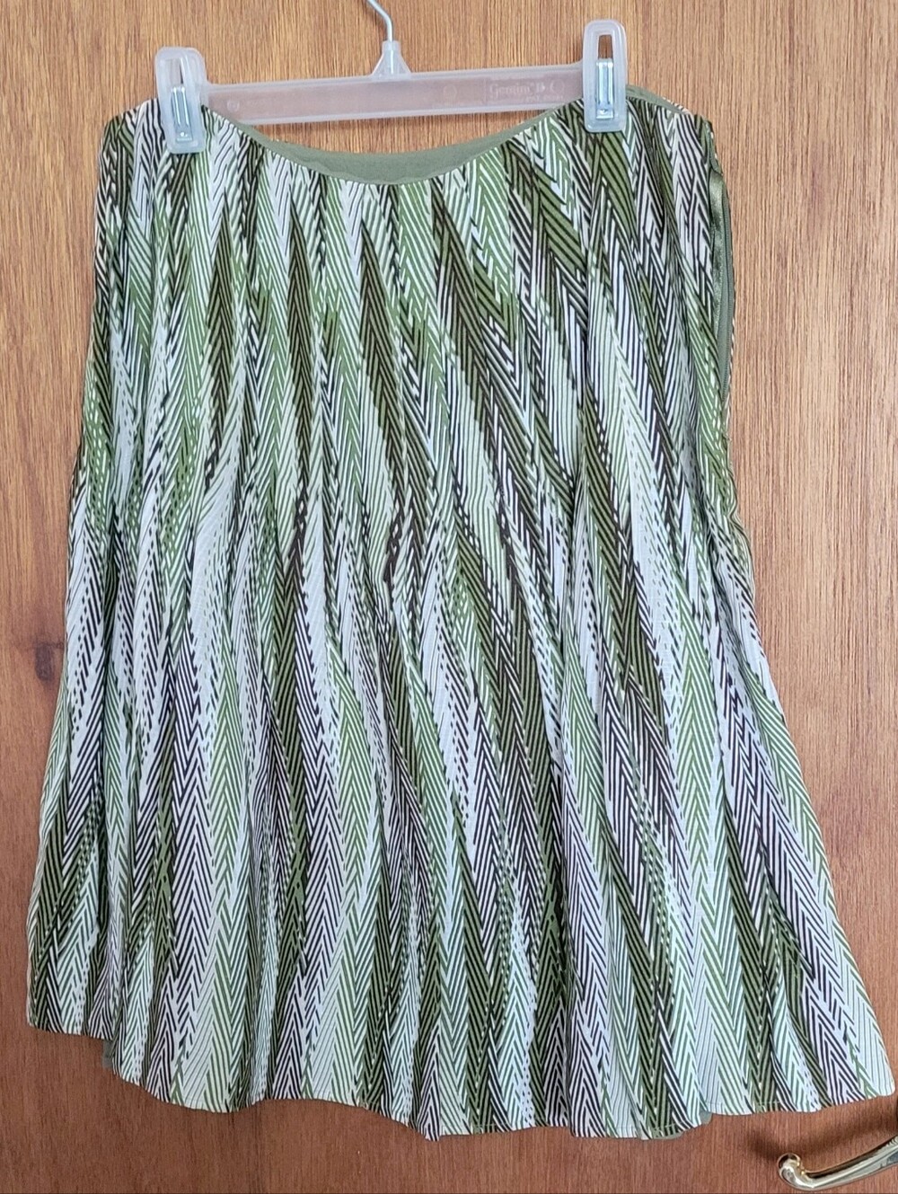 Alfani Olive Green Patterned Pleated Women's Skirt